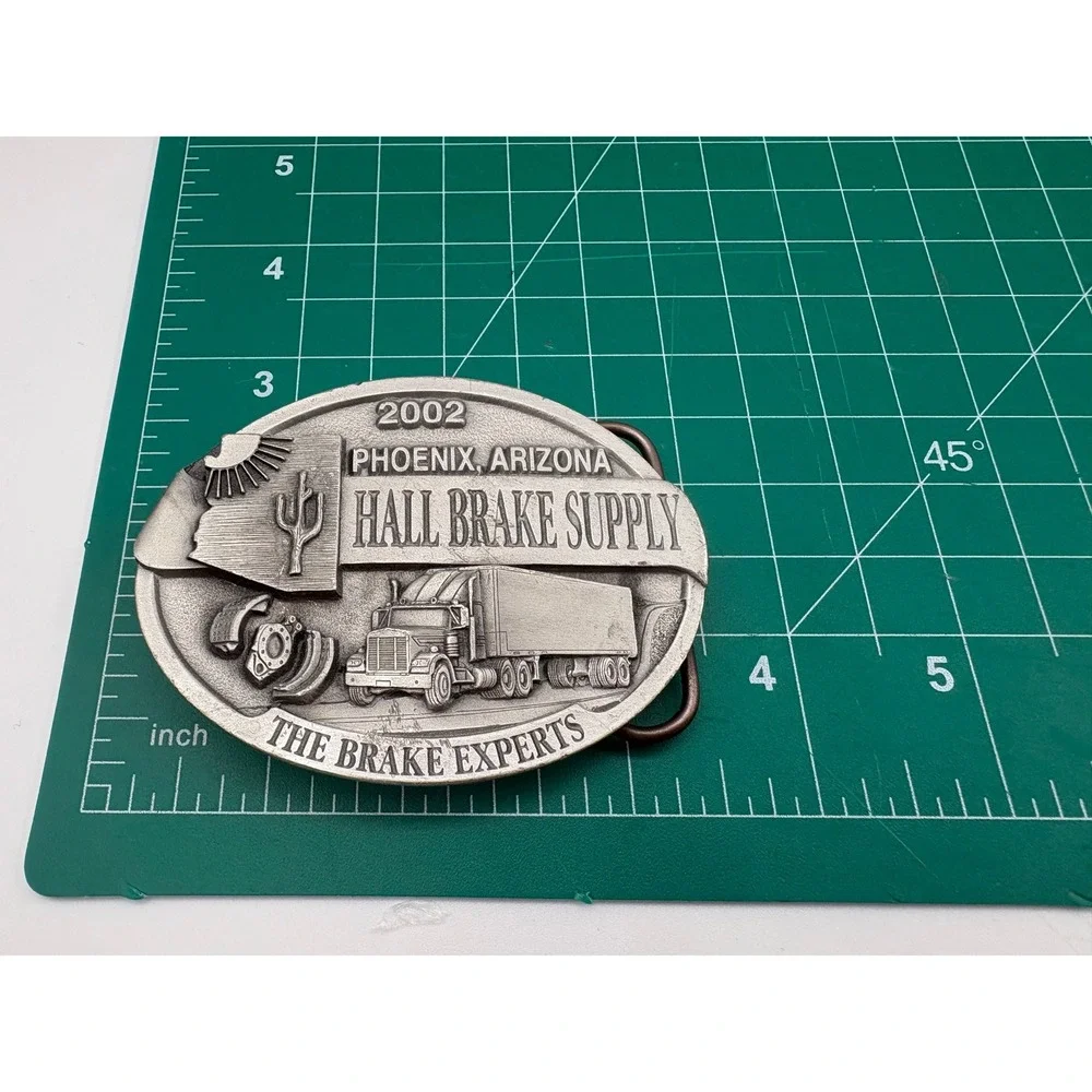 Hall‎ Brake Supply Belt Buckle 2002 Phoenix Arizona Semi Truck Pewter Silver EX
